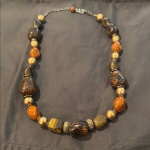 Elegant Brown and Tan Beaded Necklace